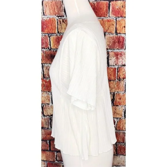 Madewell Texture & Thread Micropleat Cropped Top Ivory H8114 Women’s Small - Picture 5 of 6